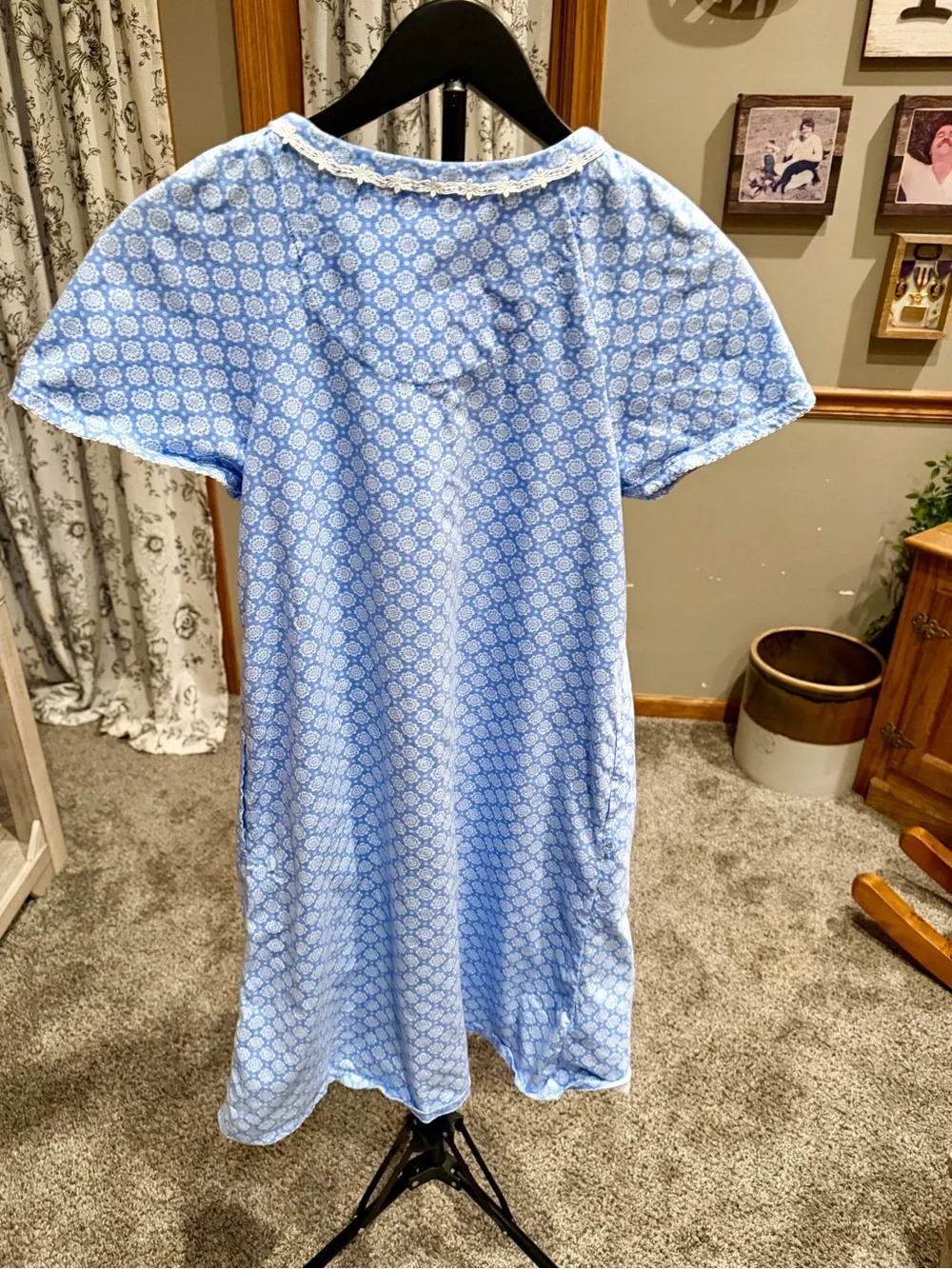 Aria Light Blue Printed Cotton Nightgown